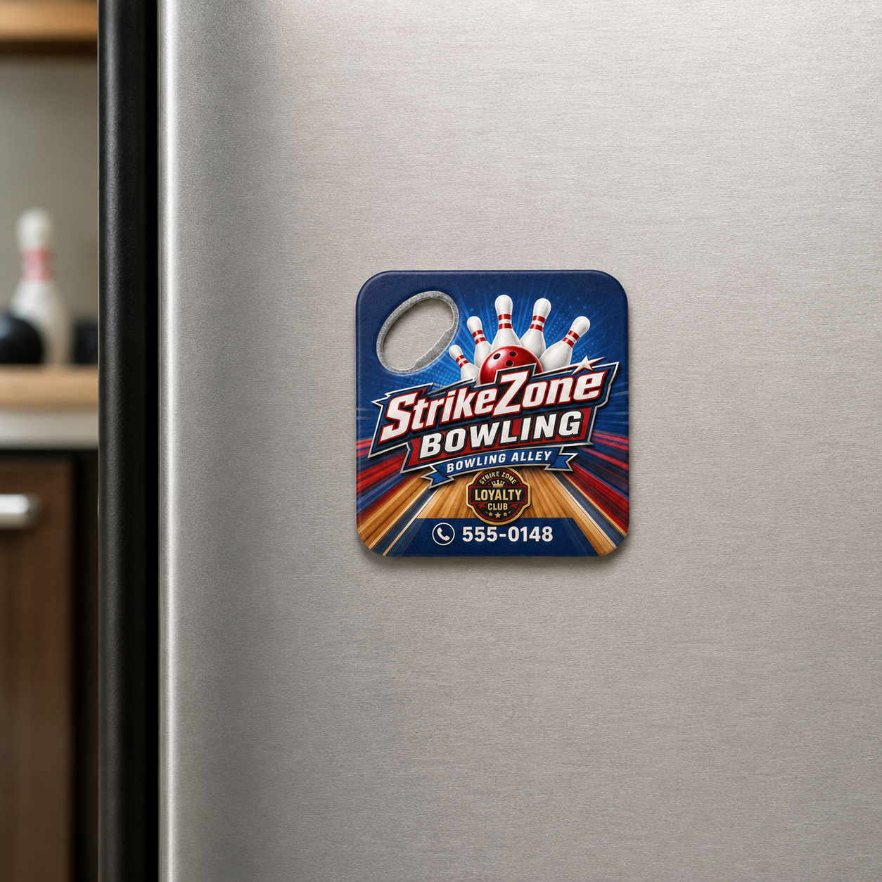 Bowling Alley Bottle Opener Magnets – magnetic use on a metal surface