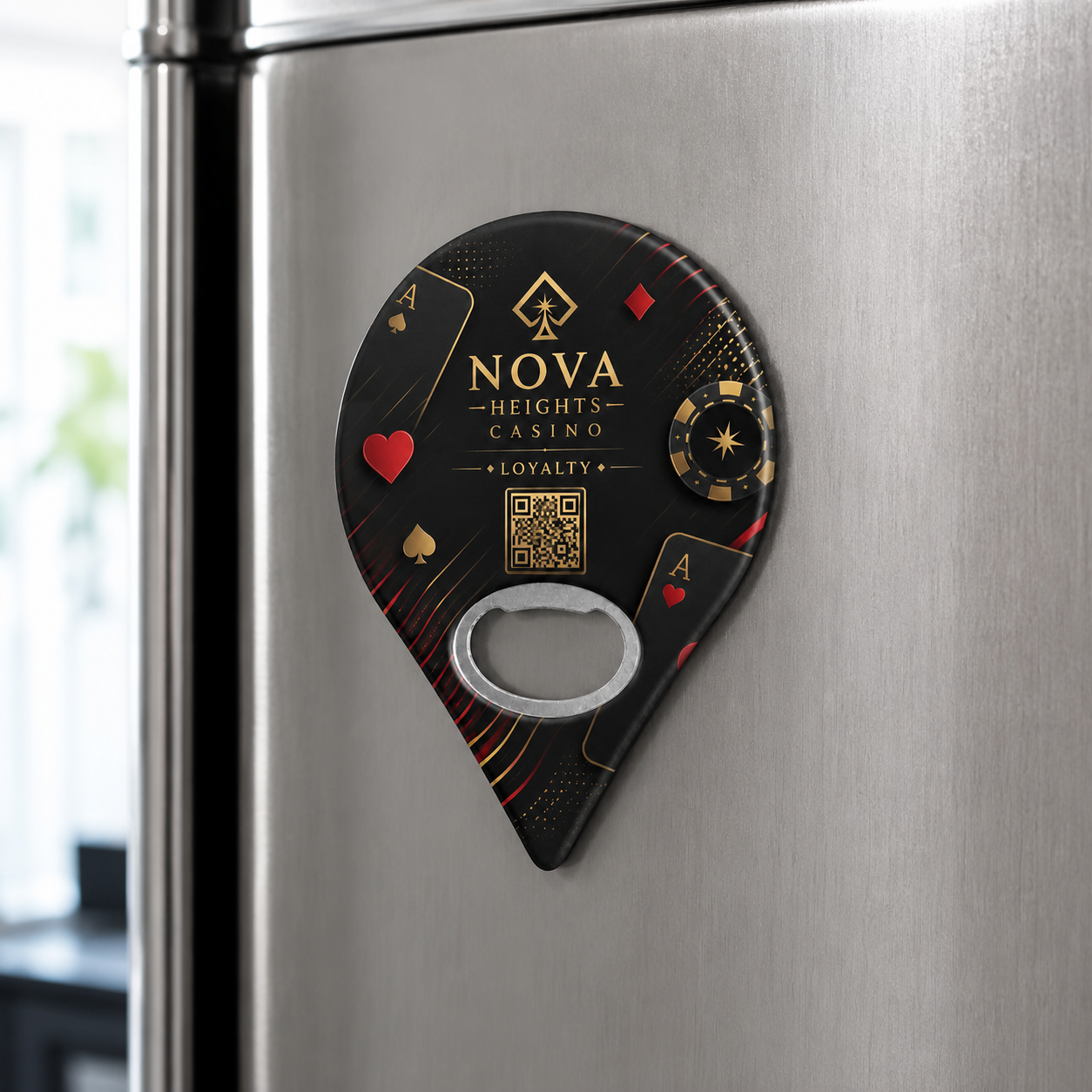 Casino Bottle Opener Magnets – magnetic use on a metal surface