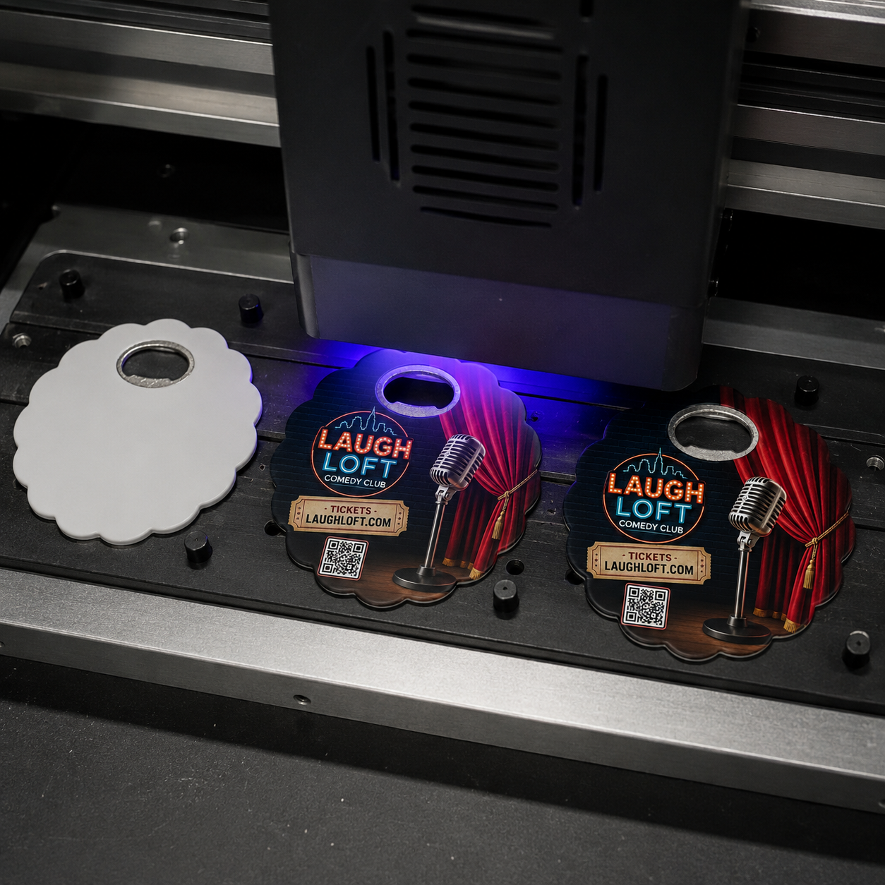 Comedy Club Bottle Opener Magnets – UV printing process