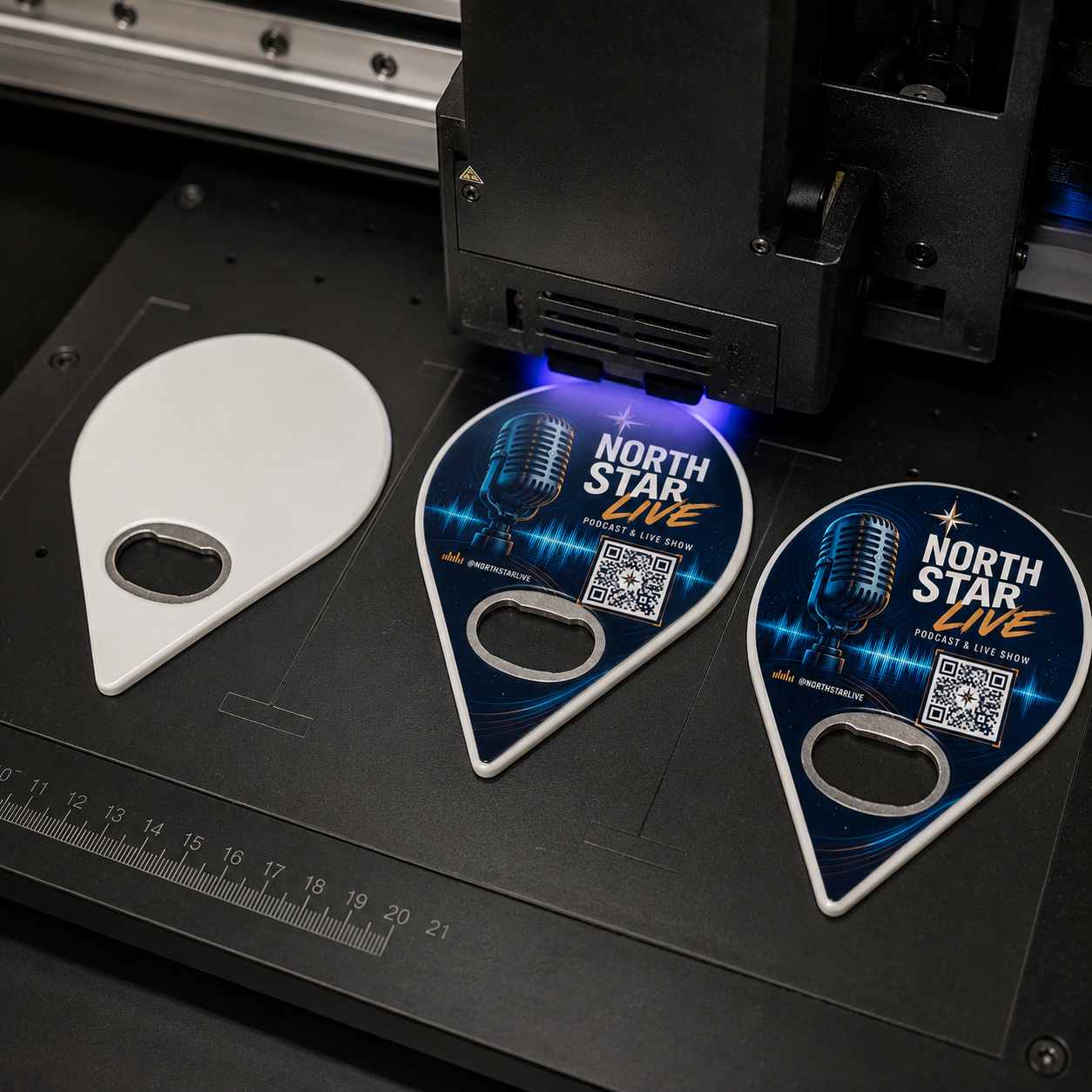 Podcast Bottle Opener Magnets – UV printing process