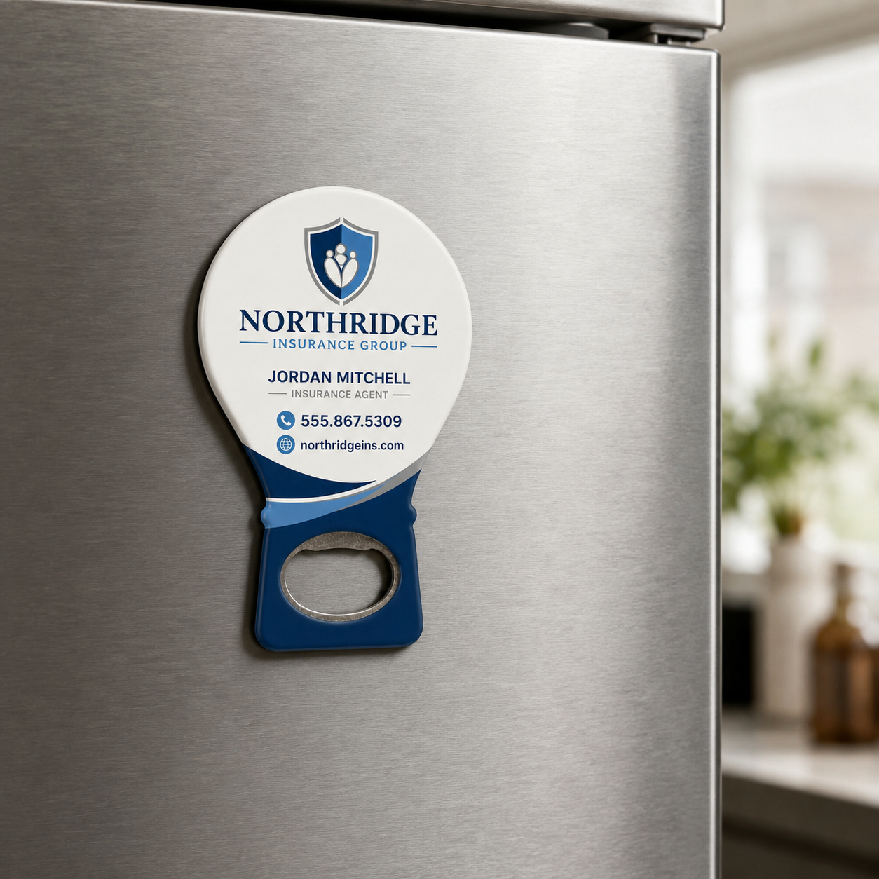 Insurance Agency Bottle Opener Magnets – magnetic use on a metal surface