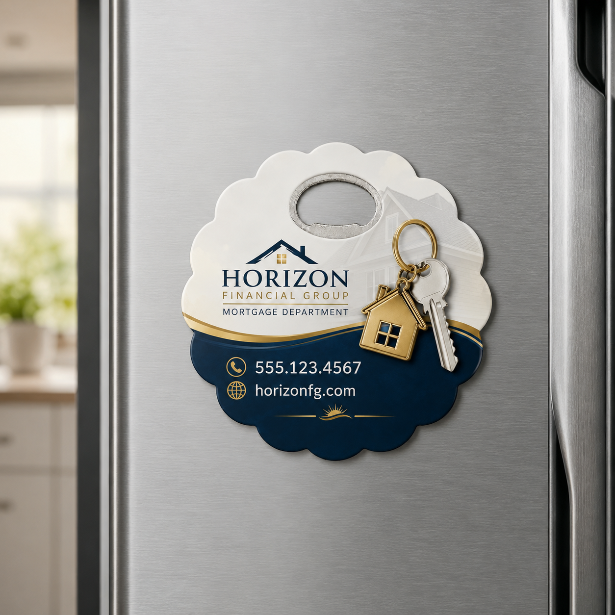 Mortgage Department Bottle Opener Magnets – magnetic use on a metal surface