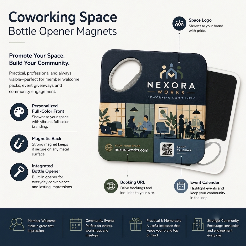 Coworking Space Bottle Opener Magnets