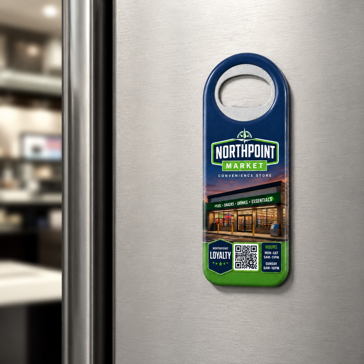 Convenience Store Bottle Opener Magnets – magnetic use on a metal surface