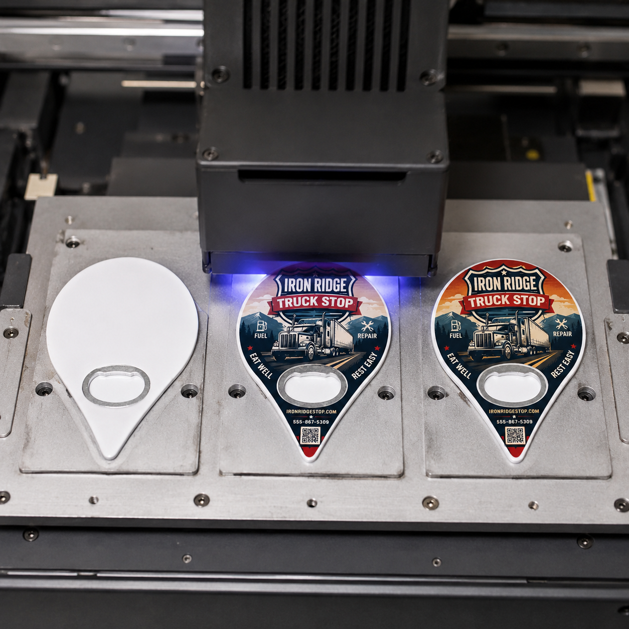 Truck Stop Bottle Opener Magnets – UV printing process
