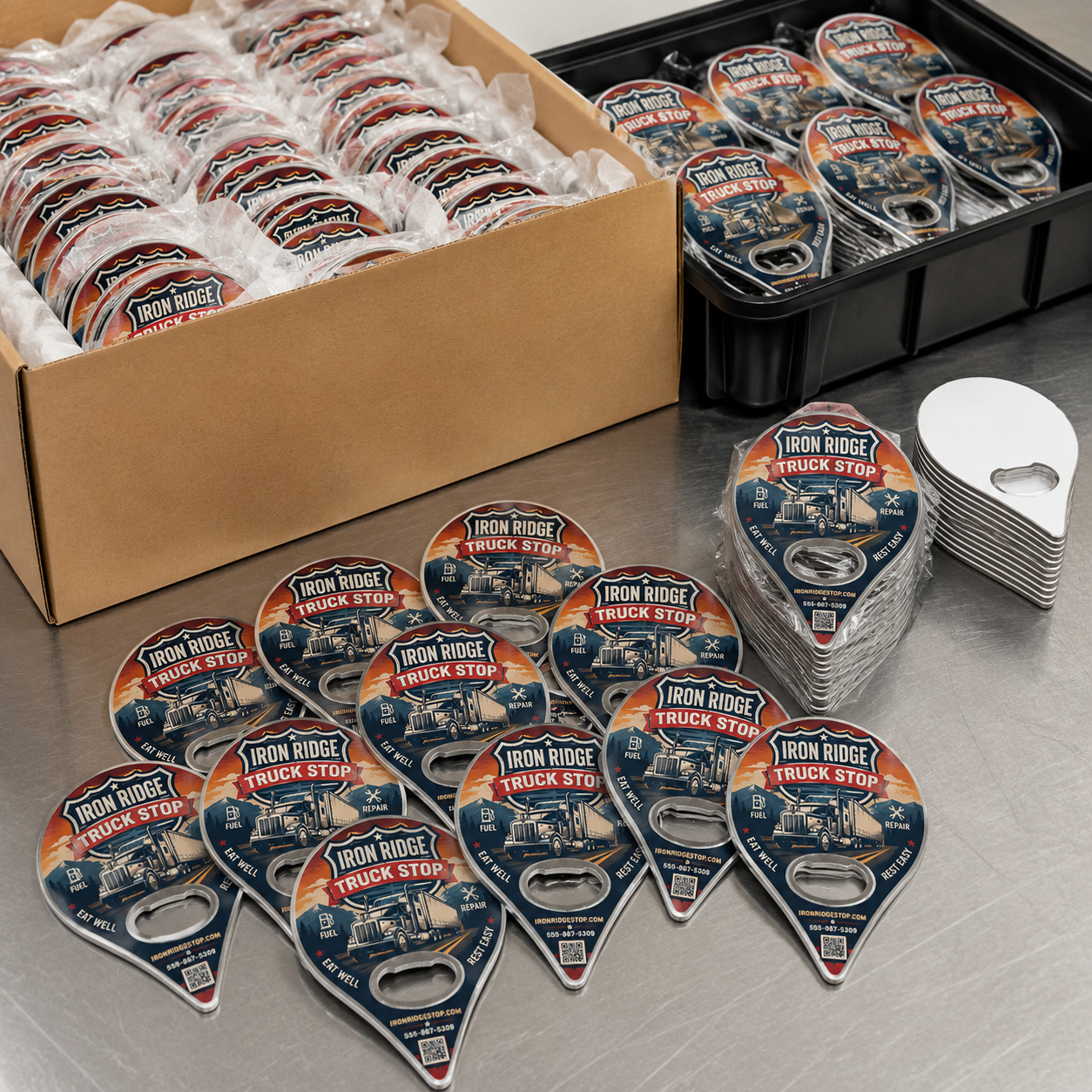 Truck Stop Bottle Opener Magnets – bulk order presentation