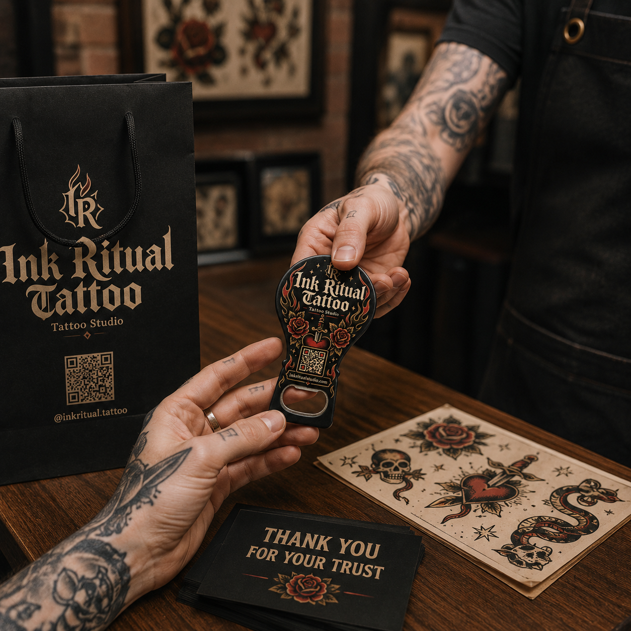 Tattoo Studio Bottle Opener Magnets – promotional use scene