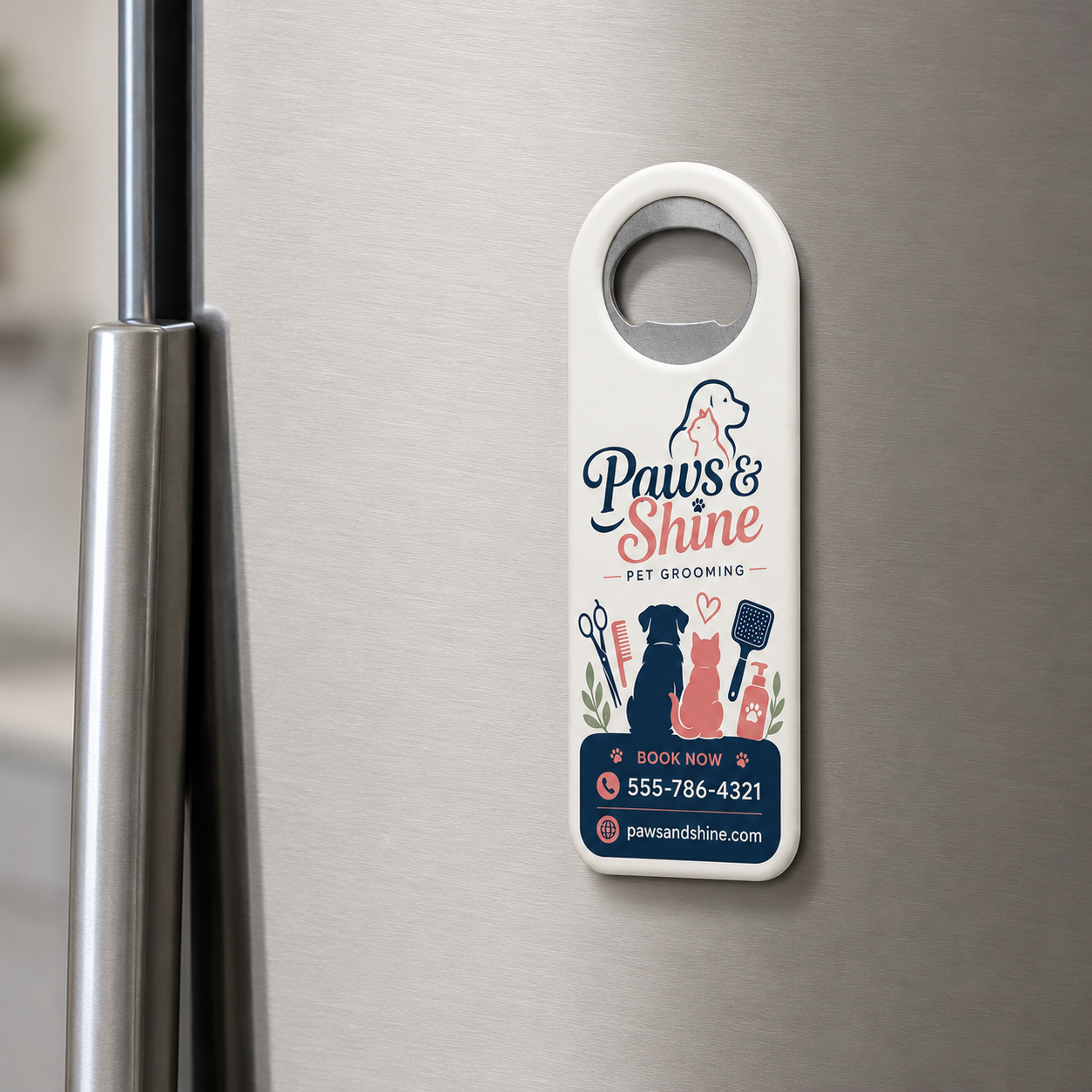 Pet Groomer Bottle Opener Magnets – magnetic use on a metal surface