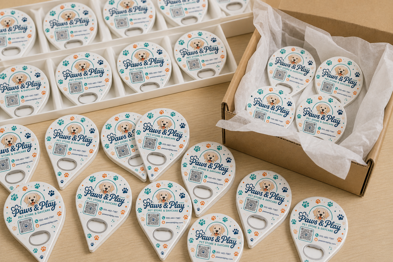 Pet Business Bottle Opener Magnets – bulk order presentation