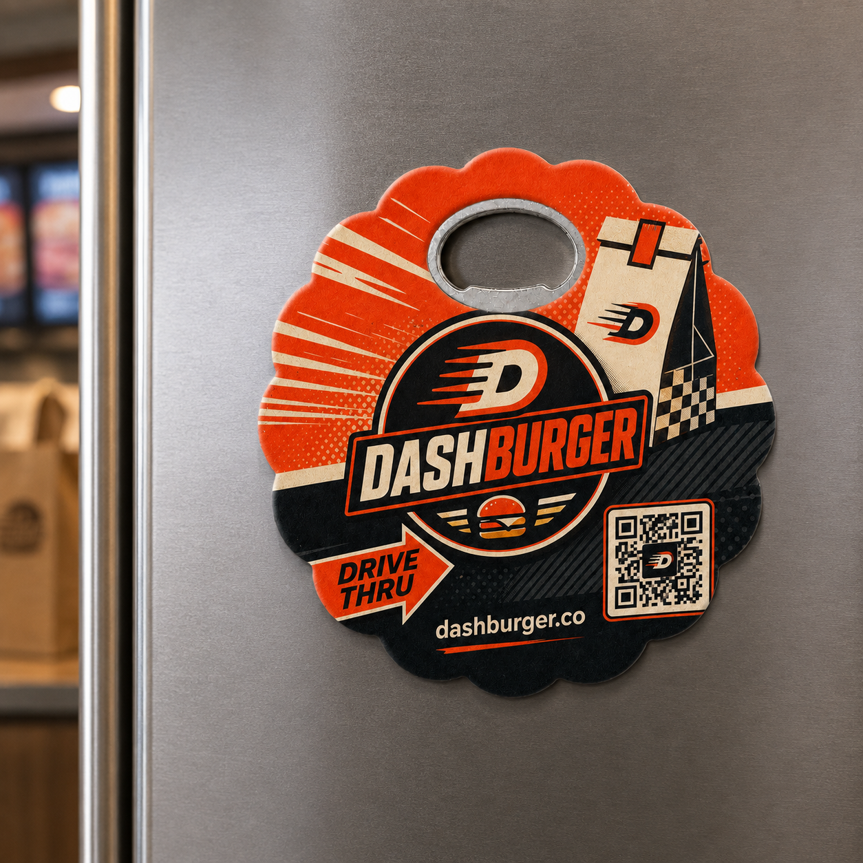 Custom Fast Food Bottle Opener Magnets – magnetic use on a metal surface