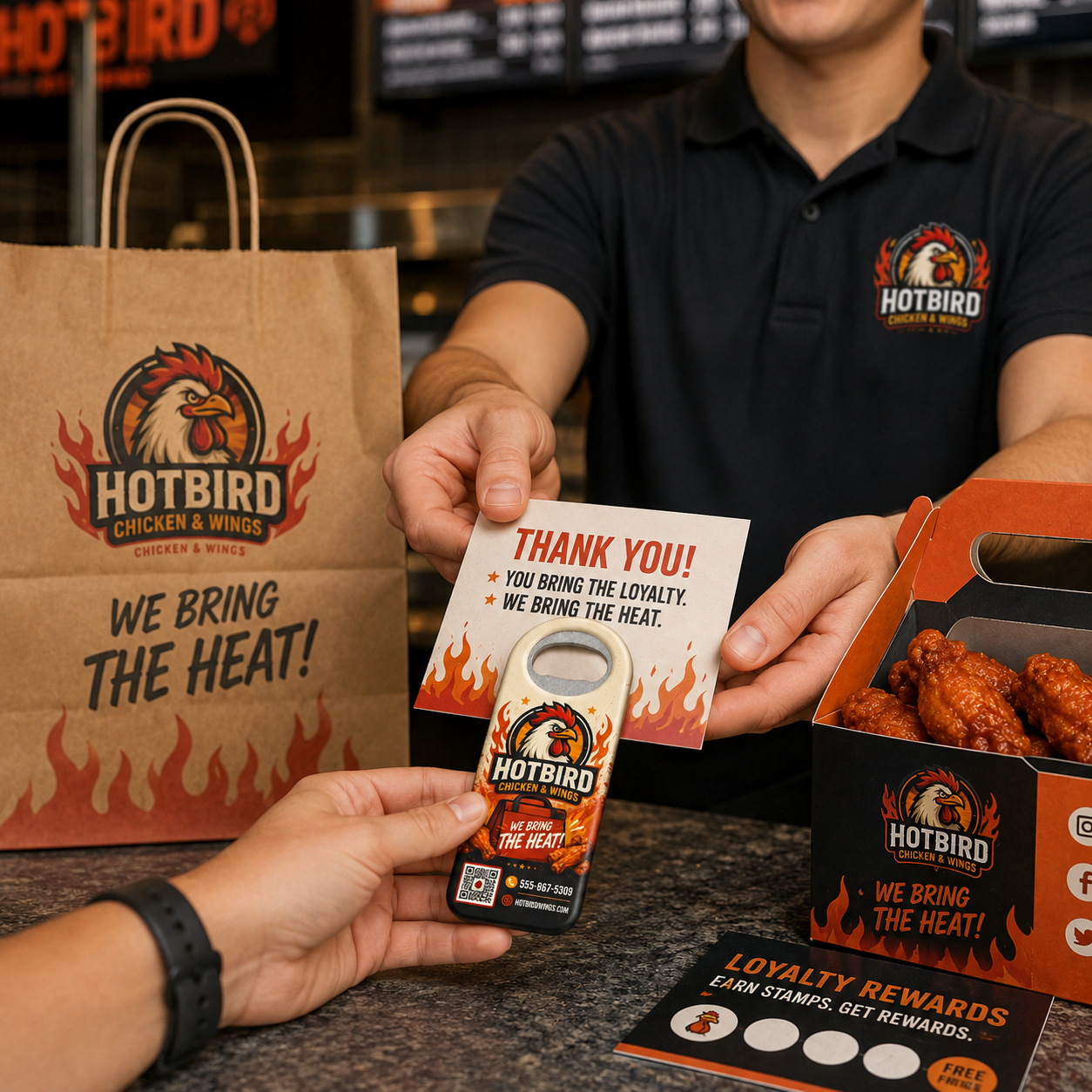 Custom Chicken & Wings Bottle Opener Magnets – promotional use scene