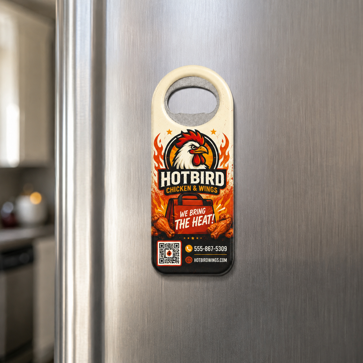 Custom Chicken & Wings Bottle Opener Magnets – magnetic use on a metal surface