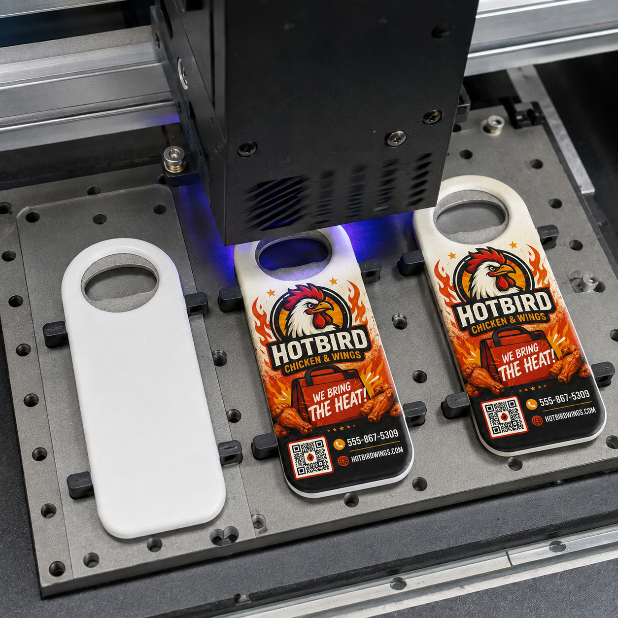 Custom Chicken & Wings Bottle Opener Magnets – UV printing process