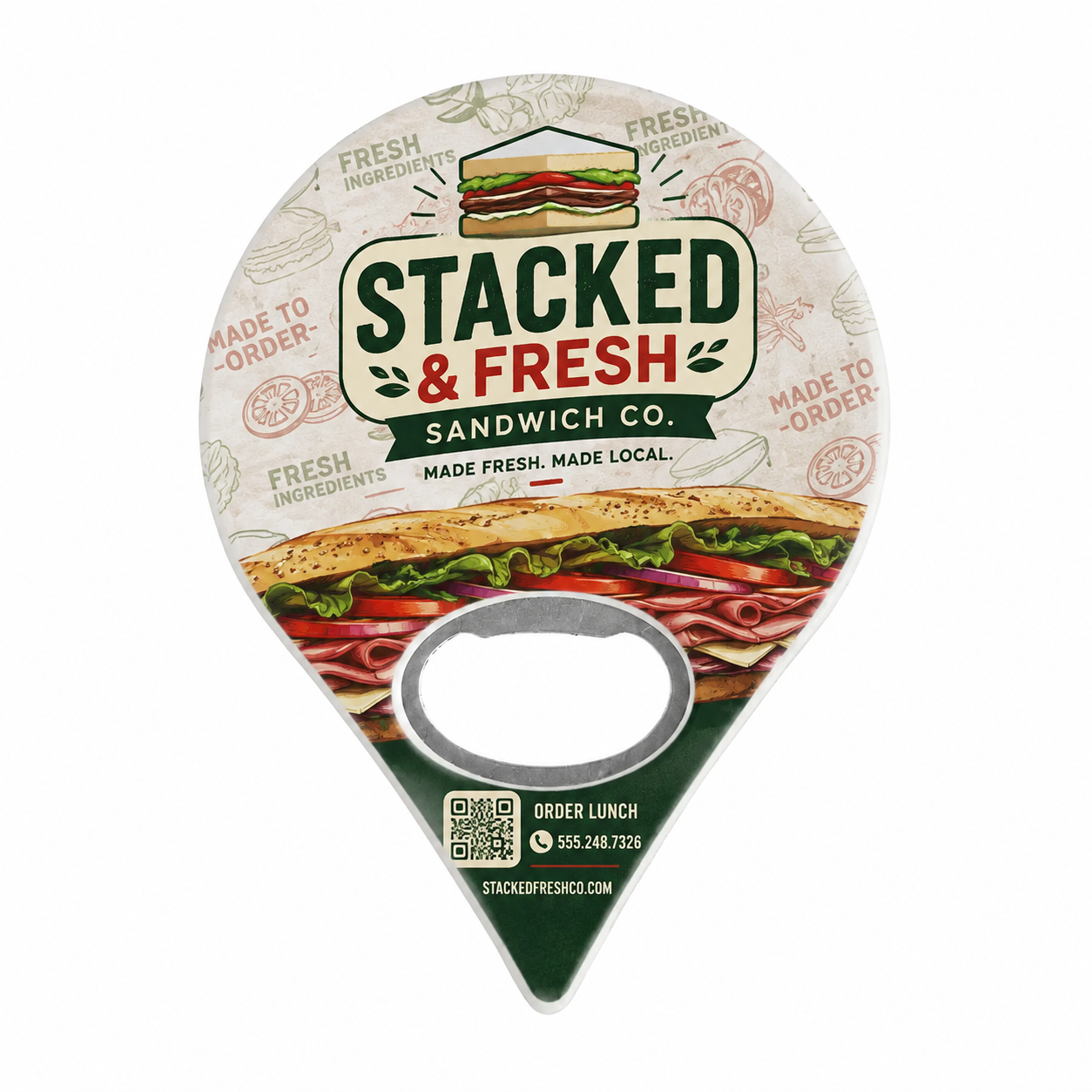 Custom Sandwich Shop Bottle Opener Magnets – main product view