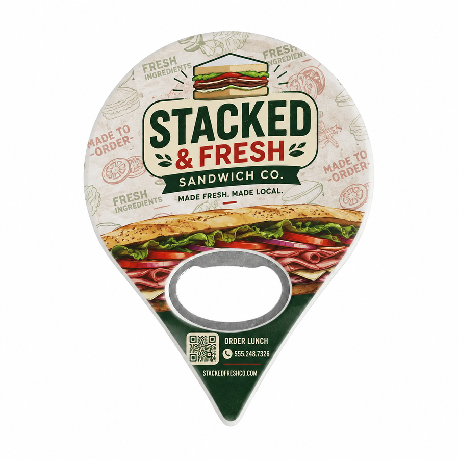 Custom Sandwich Shop Bottle Opener Magnets – main product view