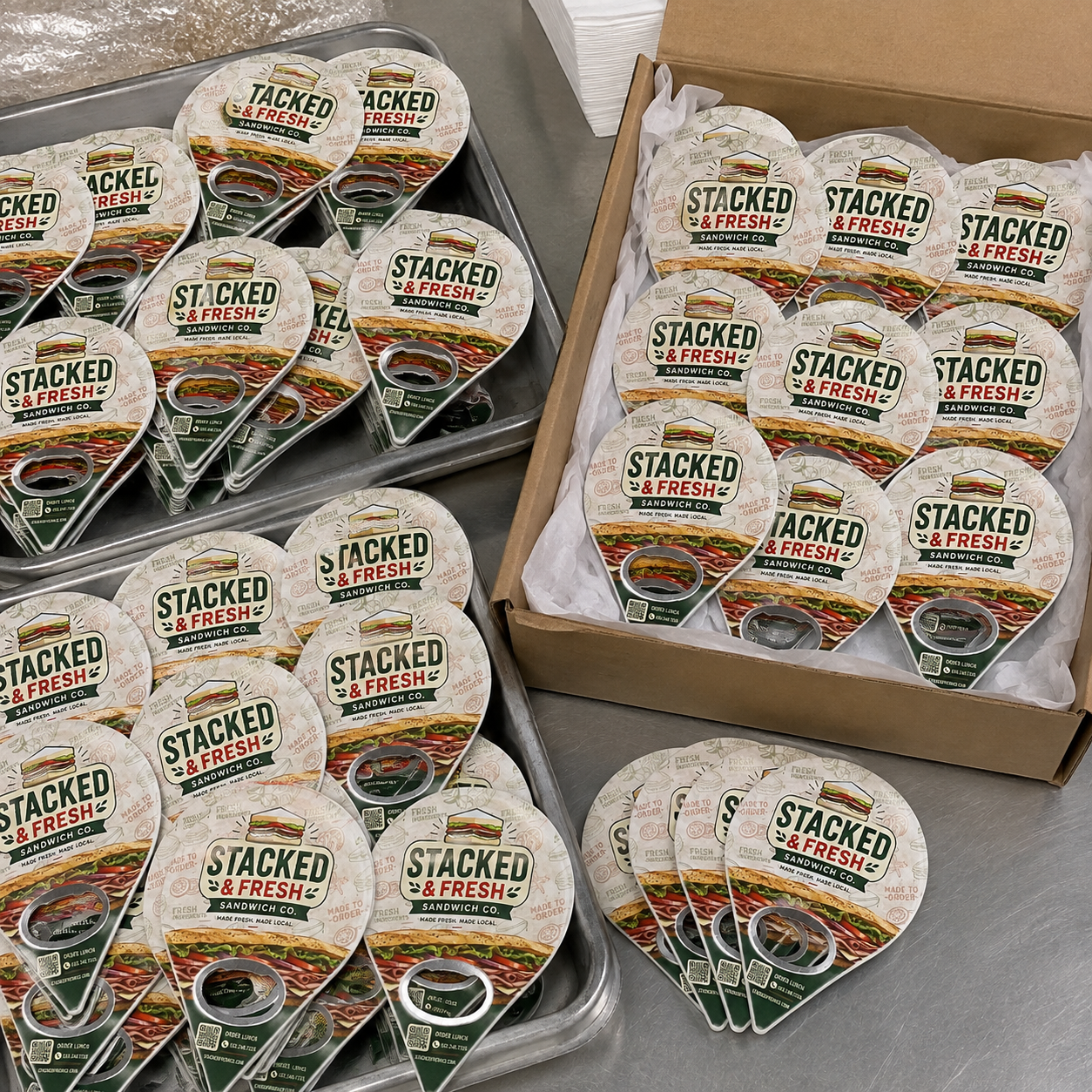 Custom Sandwich Shop Bottle Opener Magnets – bulk order presentation
