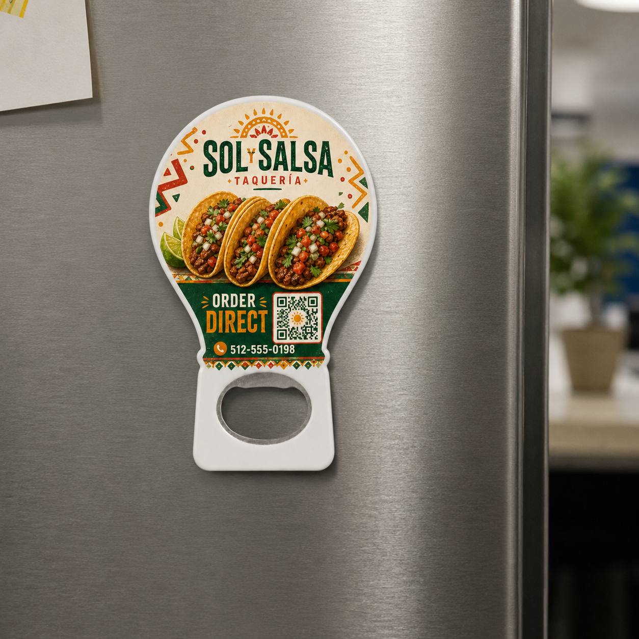 Taco Shop Bottle Opener Magnets – magnetic use on a metal surface