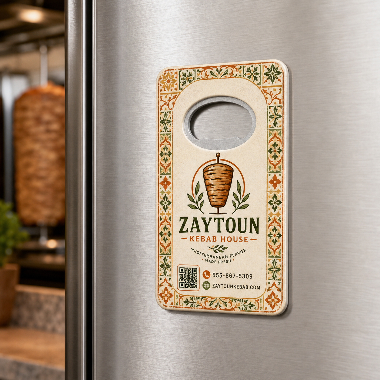 Kebab Restaurant Bottle Opener Magnets – magnetic use on a metal surface