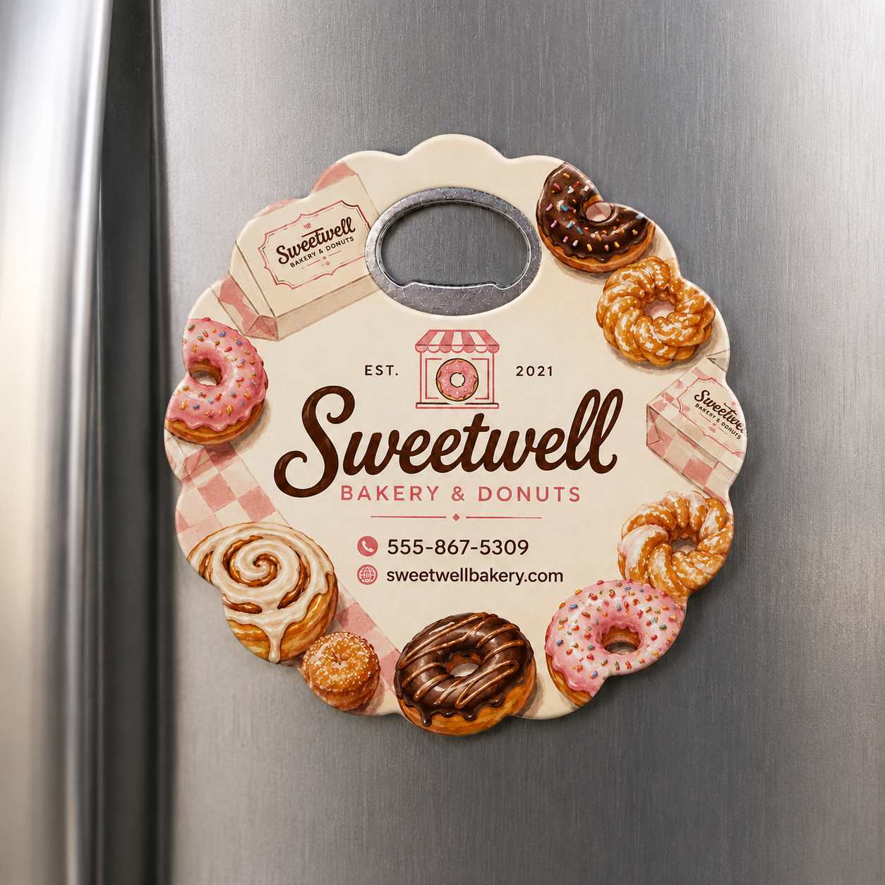 Bakery Bottle Opener Magnets – magnetic use on a metal surface