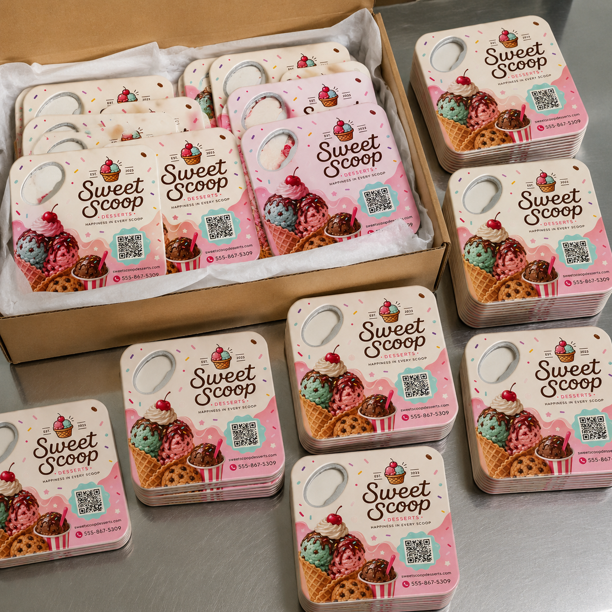 Dessert Shop Bottle Opener Magnets – bulk order presentation