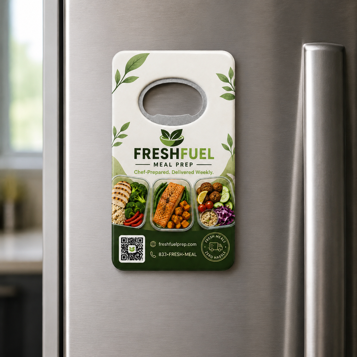 Meal Prep Delivery Bottle Opener Magnets – magnetic use on a metal surface