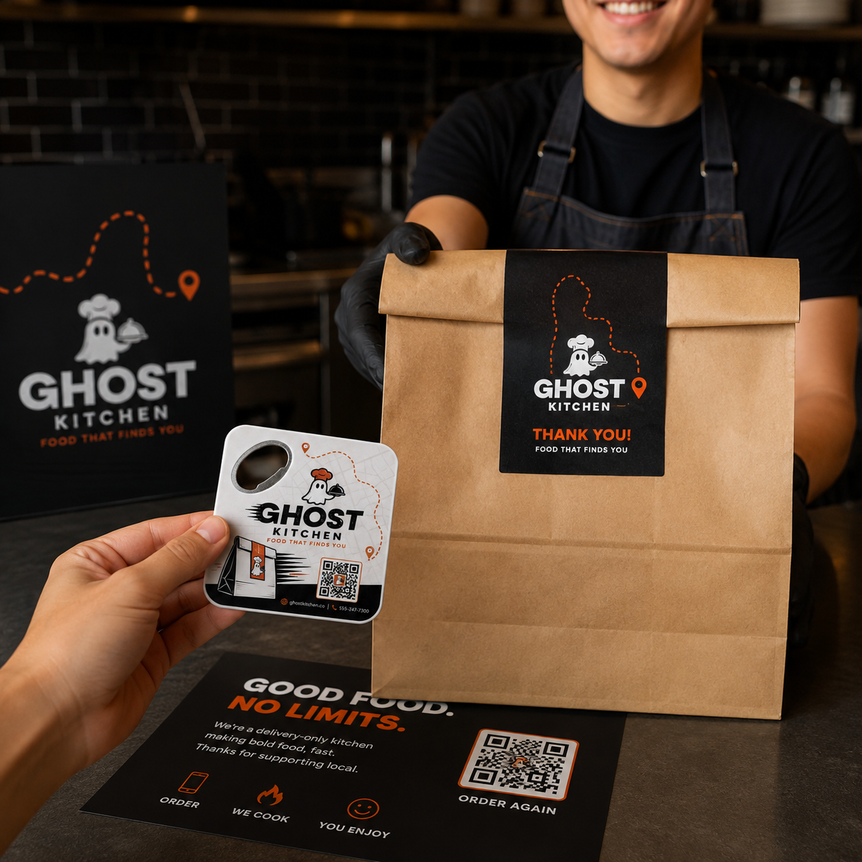 Ghost Kitchen Bottle Opener Magnets – promotional use scene