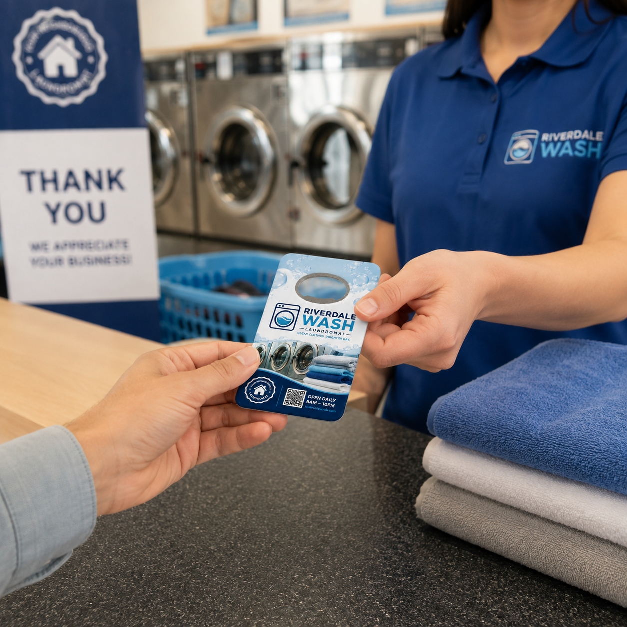 Laundromat Bottle Opener Magnets – promotional use scene