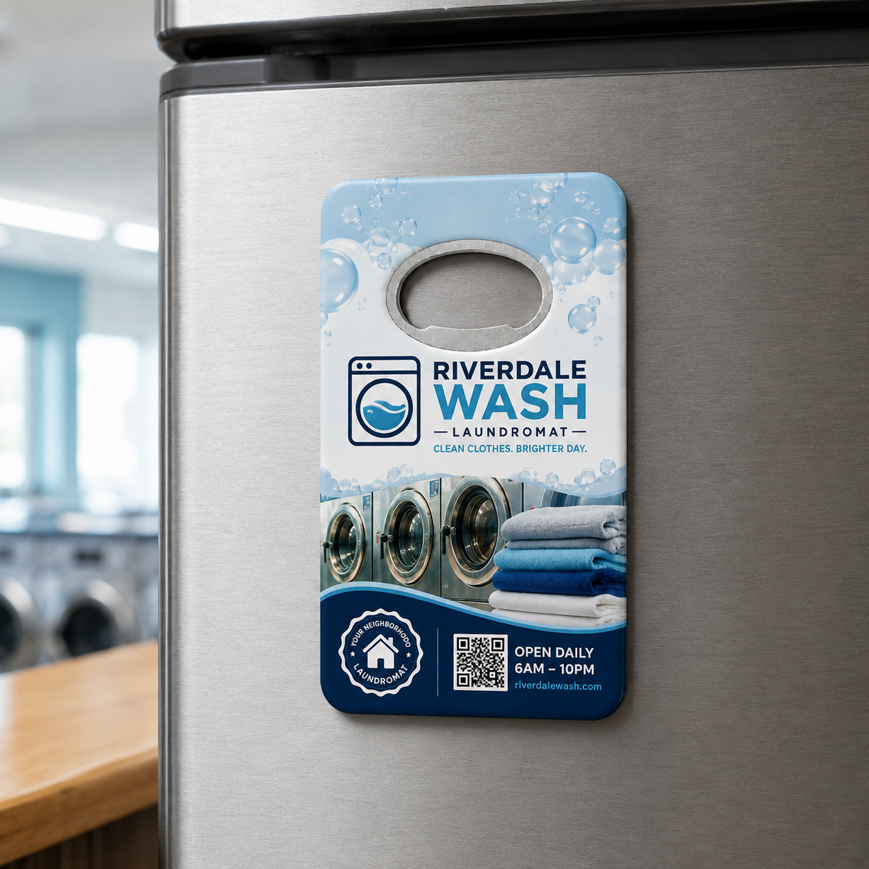 Laundromat Bottle Opener Magnets – magnetic use on a metal surface