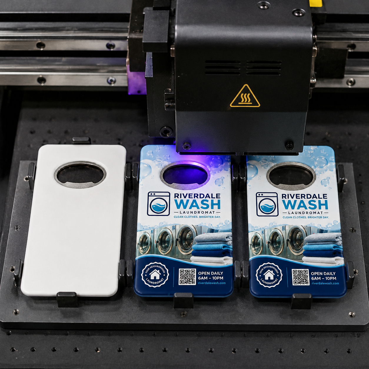 Laundromat Bottle Opener Magnets – UV printing process