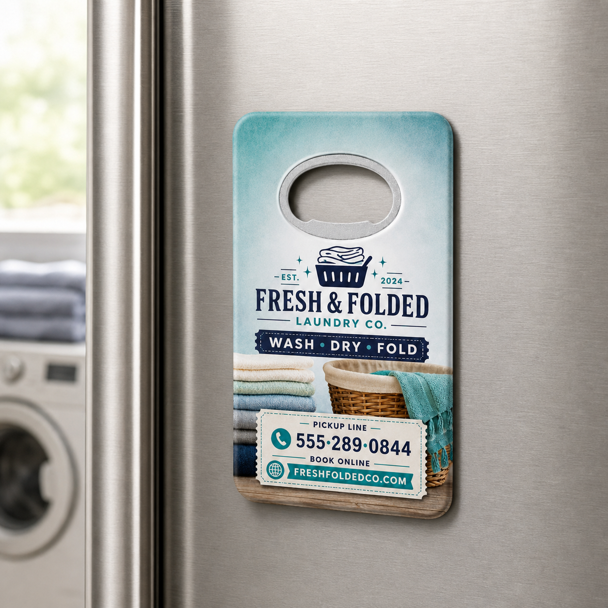 Wash-Dry-Fold Bottle Opener Magnets – magnetic use on a metal surface