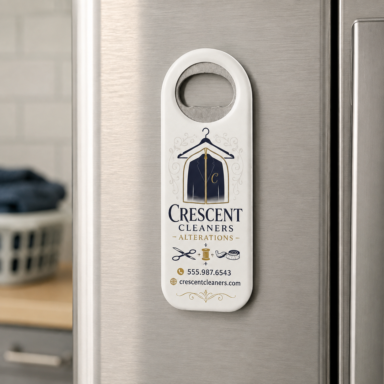 Dry Cleaner Bottle Opener Magnets – magnetic use on a metal surface