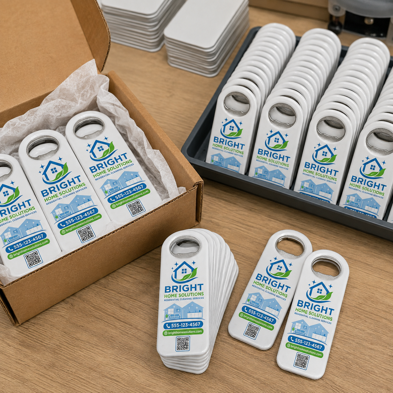 House Cleaning Bottle Opener Magnets – bulk order presentation