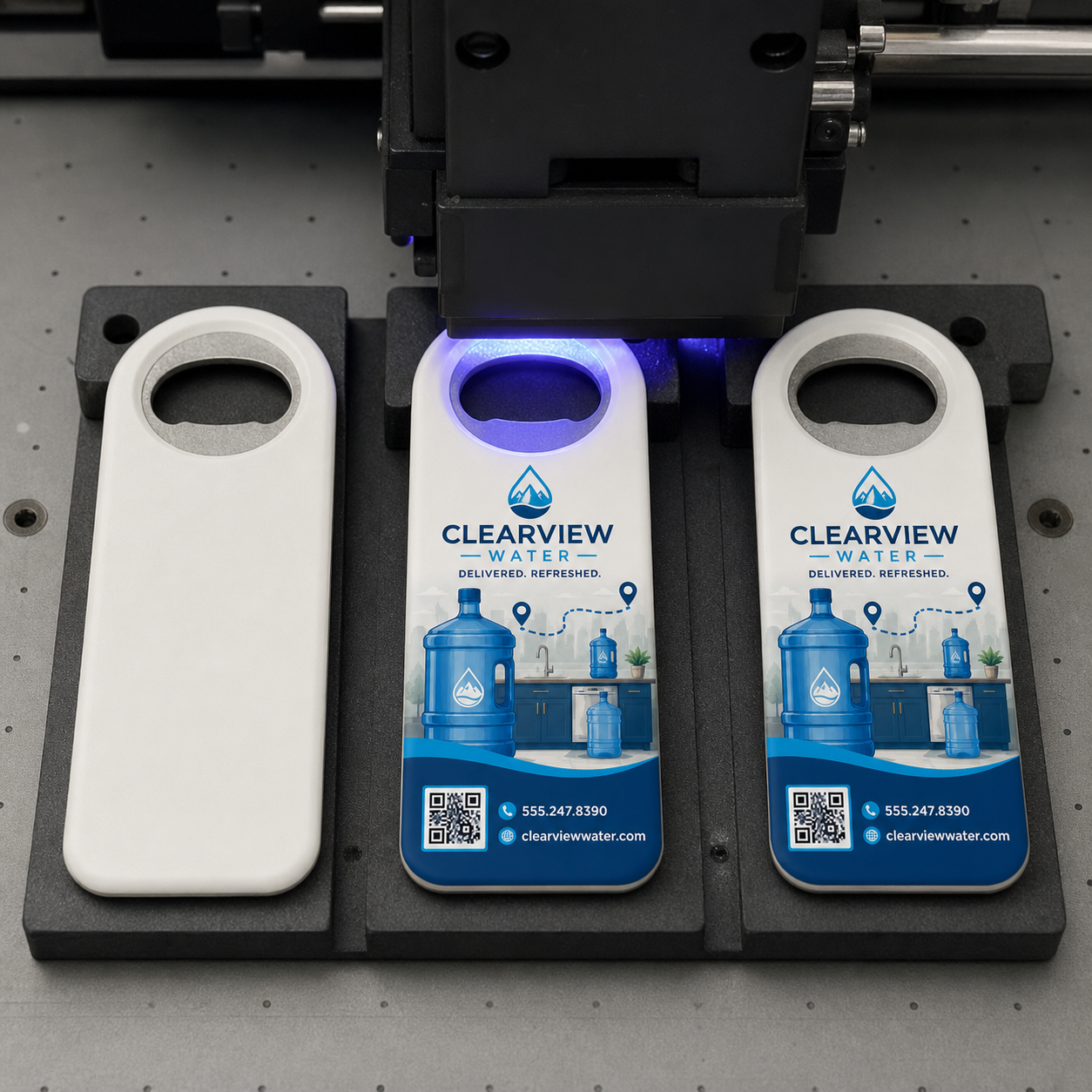 Water Delivery Bottle Opener Magnets – UV printing process