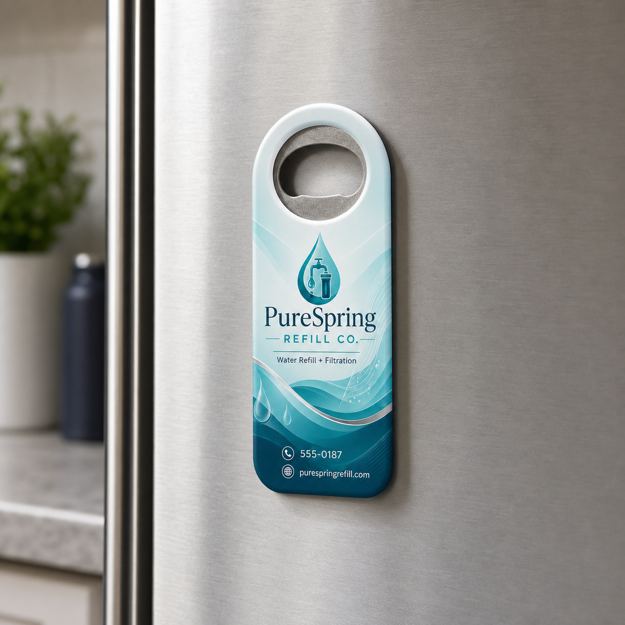 Water Refill Store Bottle Opener Magnets – magnetic use on a metal surface