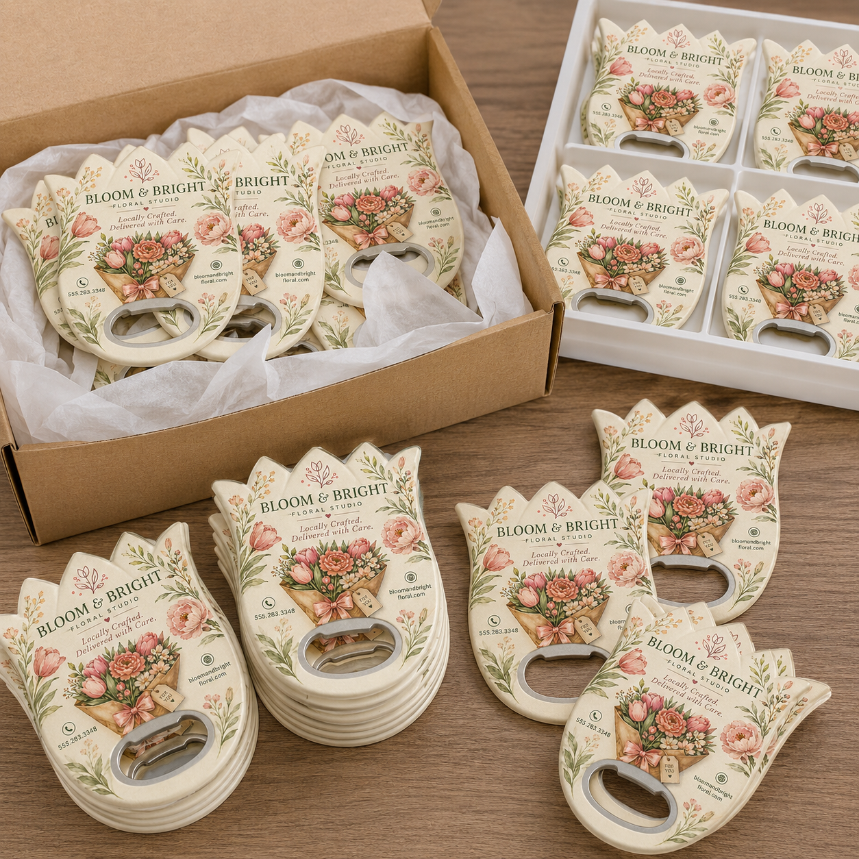 Florist Bottle Opener Magnets – bulk order presentation