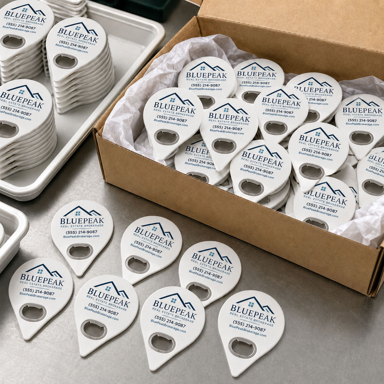 Custom Real Estate Brokerage Logo Bottle Opener Magnets