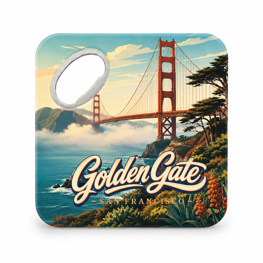 Golden Gate Bridge Coastal Fog Souvenir Bottle Opener Magnets product view