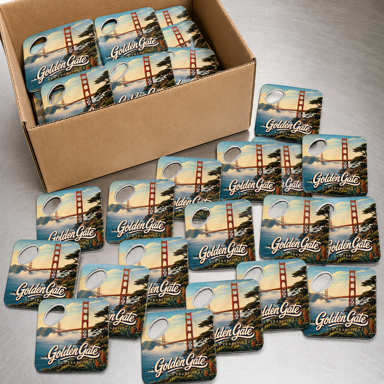 Wholesale bulk order of Golden Gate Bridge souvenir bottle opener magnets