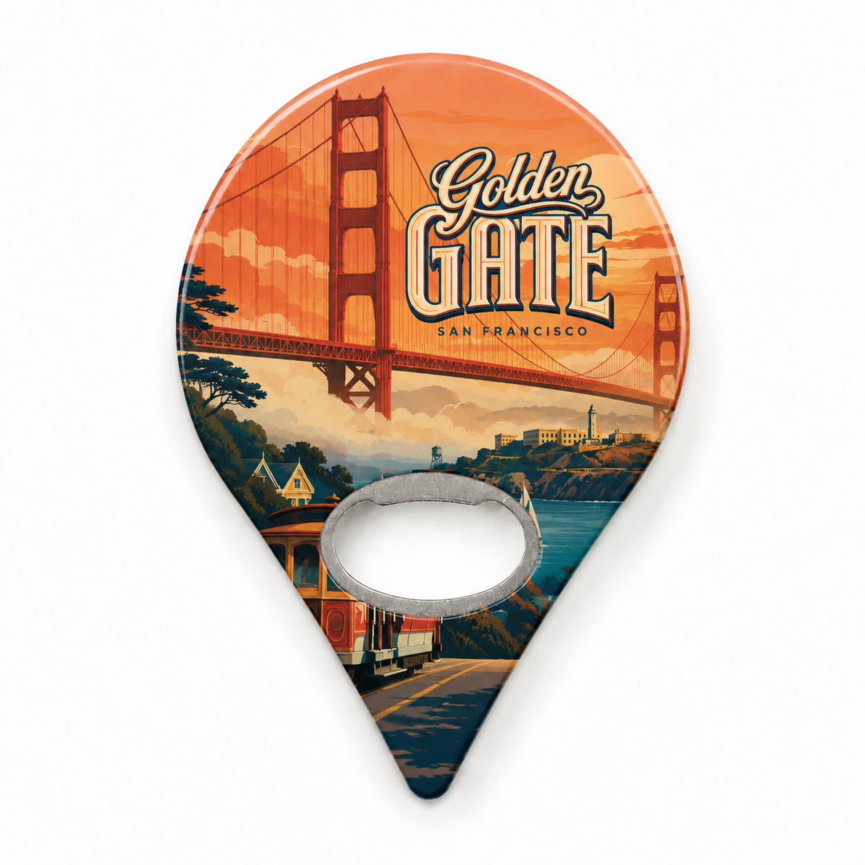 San Francisco Bay Cable Car & Sunset Souvenir Bottle Opener Magnets product view