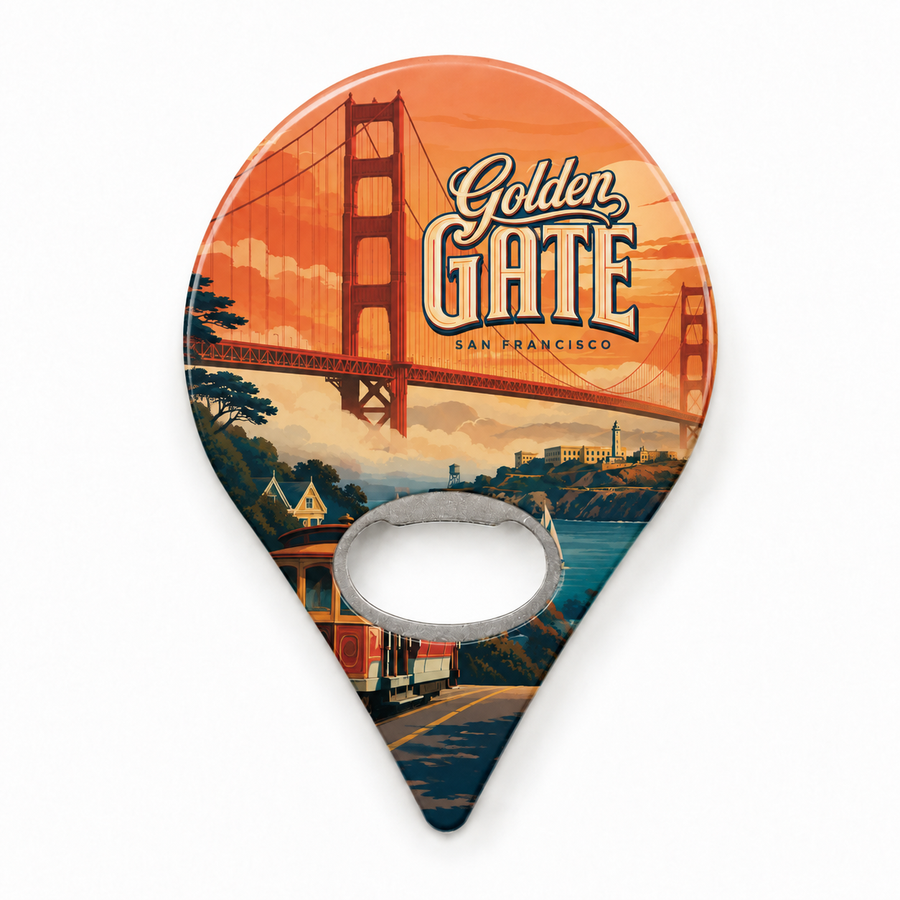 San Francisco Bay Cable Car & Sunset Souvenir Bottle Opener Magnets product view