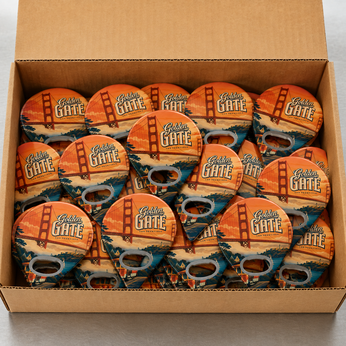 Wholesale bulk order of San Francisco Bay souvenir bottle opener magnets