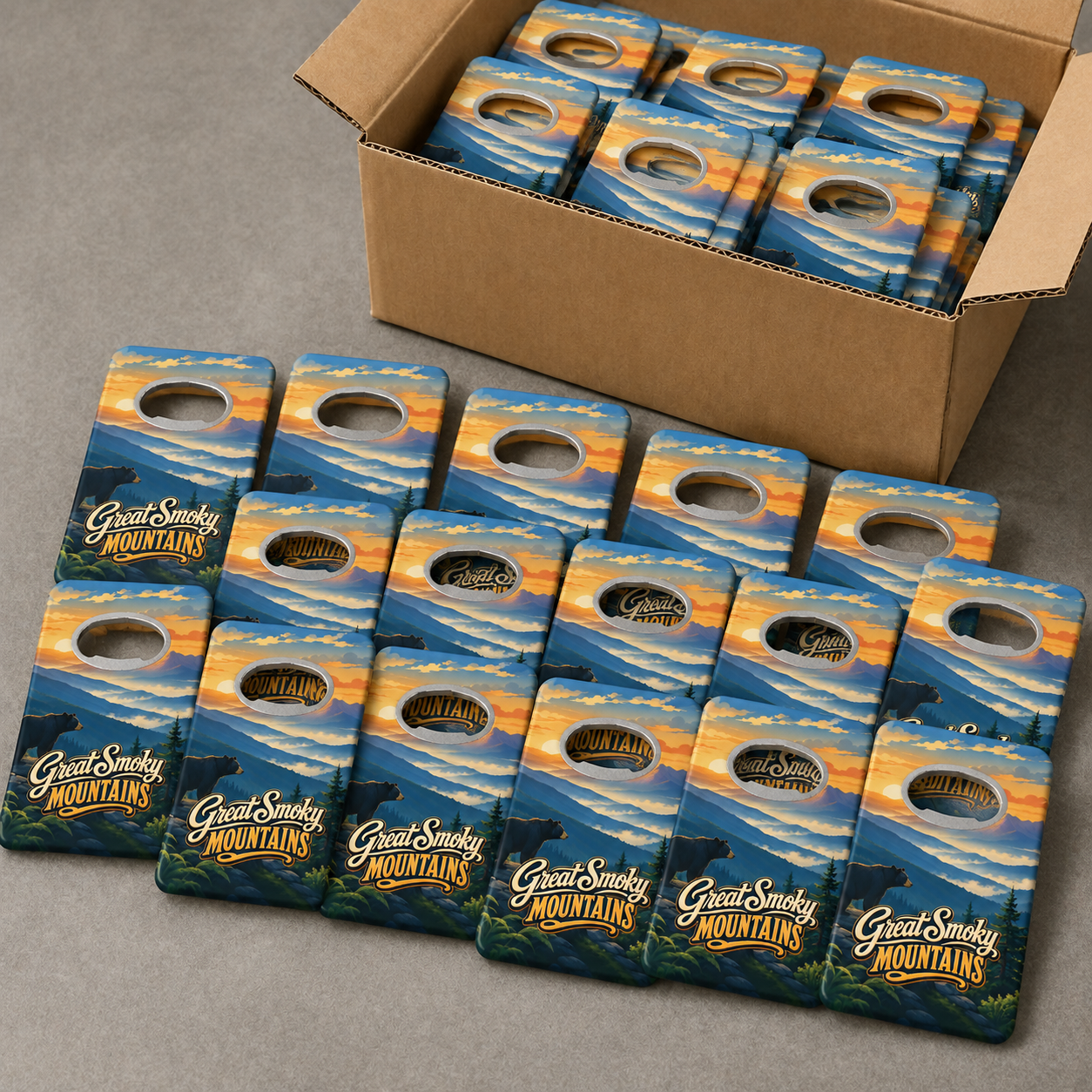Wholesale bulk order of Great Smoky Mountains souvenir bottle opener magnets