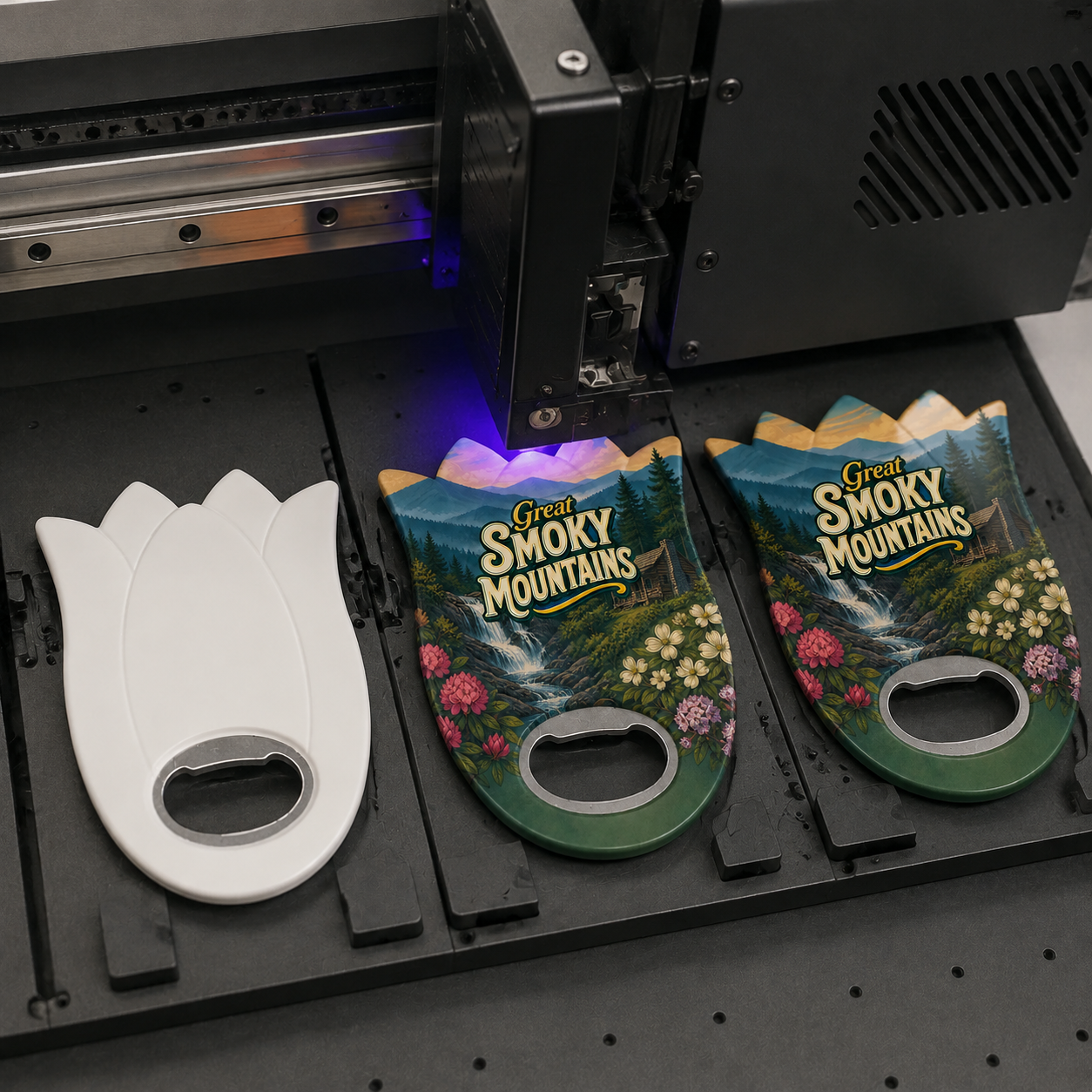 Great Smoky Mountains souvenir bottle opener magnet UV printing process