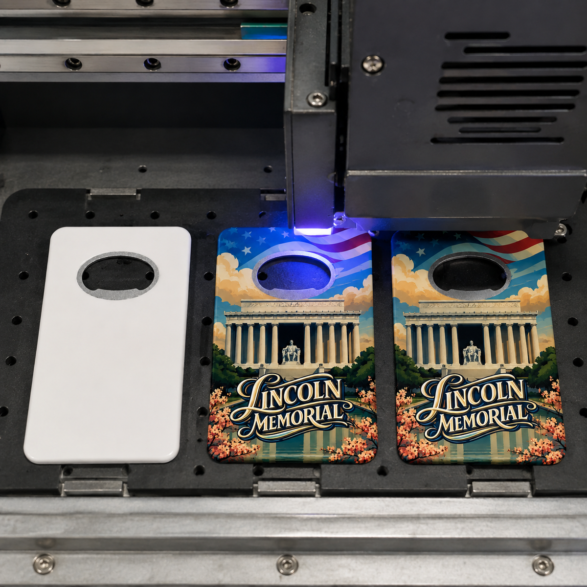 Lincoln Memorial souvenir bottle opener magnet UV printing process