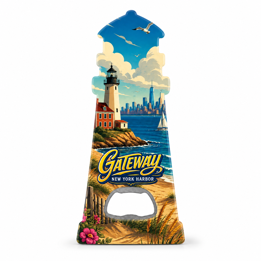 New York Harbor Harbor & Lighthouse Souvenir Bottle Opener Magnets product view