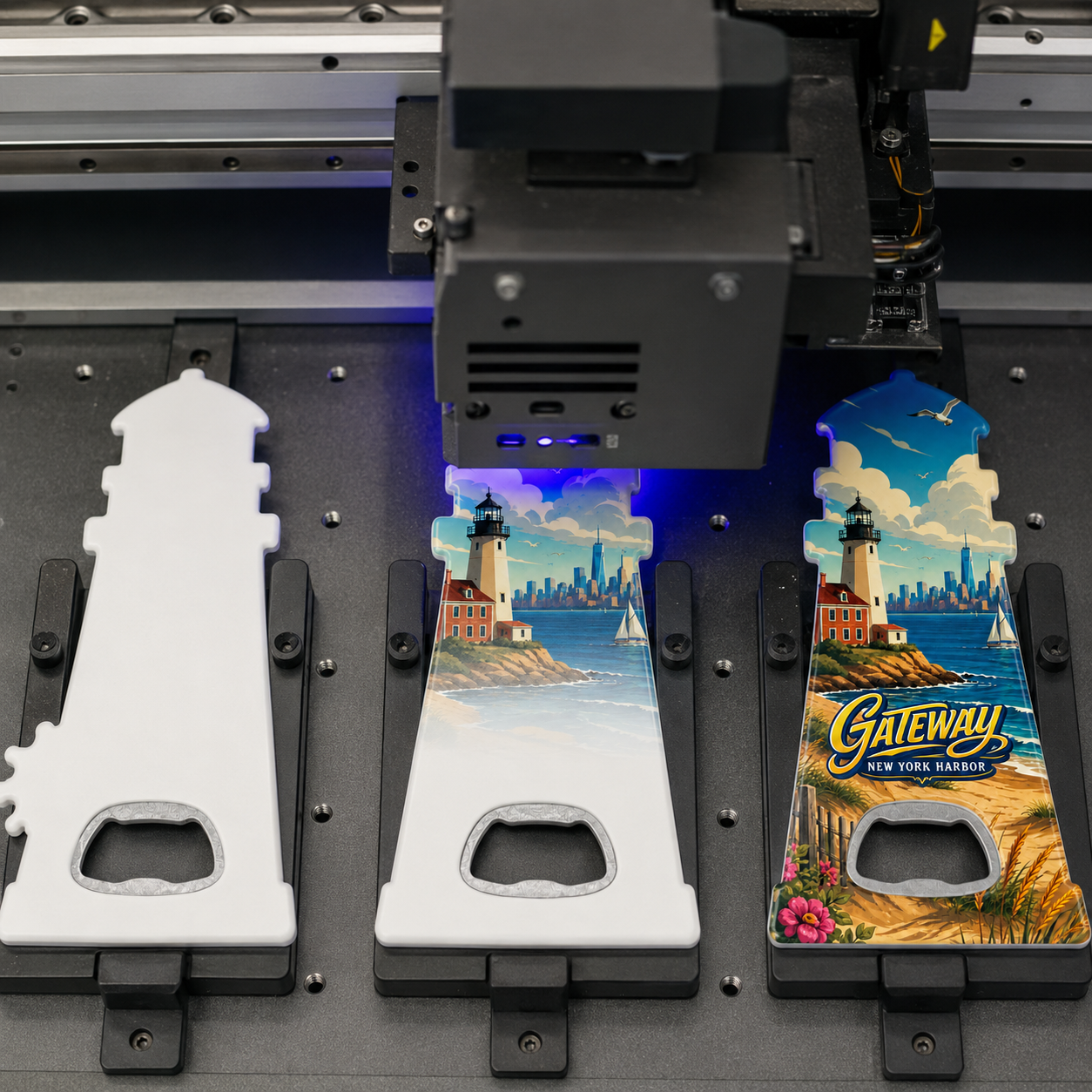 New York Harbor souvenir bottle opener magnet UV printing process