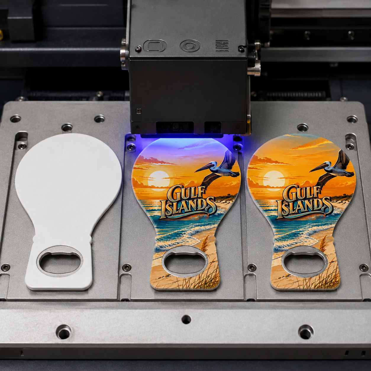 Gulf Islands souvenir bottle opener magnet UV printing process
