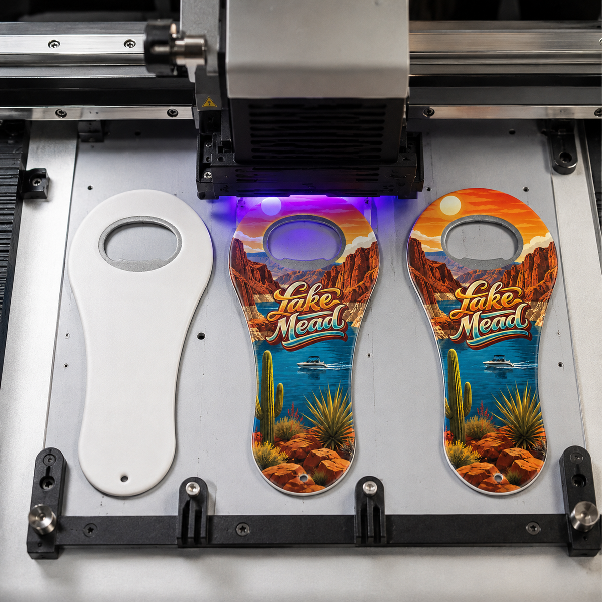 Lake Mead souvenir bottle opener magnet UV printing process