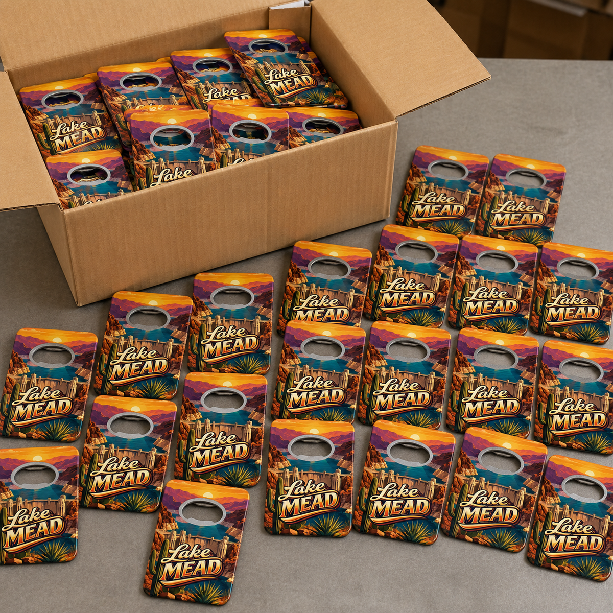 Wholesale bulk order of Lake Mead souvenir bottle opener magnets