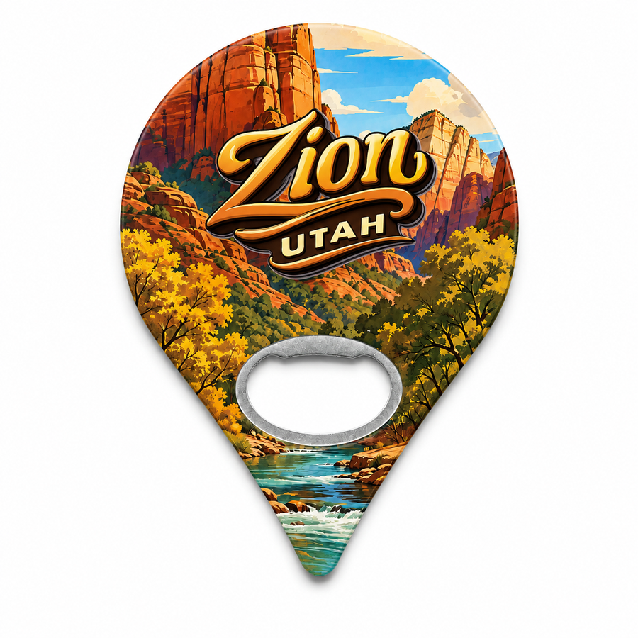 Zion National Park Canyon & Virgin River Souvenir Bottle Opener Magnets product view